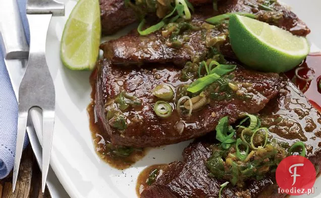 Pan-Seared Spódnica stek z anchois i limonki