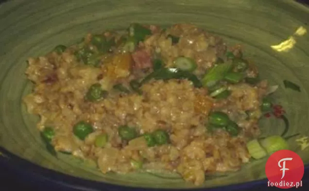 Creamy Pea & Chive Pearl Barley Risotto (O Obniżonej Zawartości Tłuszczu)