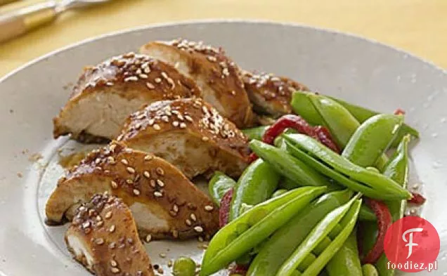 Hoisin-Glazurowany Kurczak Z Groszkiem Cukrowym