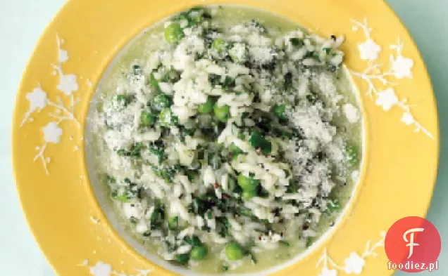 Risotto szpinakowe z groszkiem