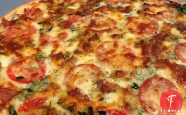 Pizza Z Boczkiem, Pomidorem I Szpinakiem