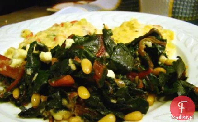 Chard szwajcarski, smażony, z serem Feta