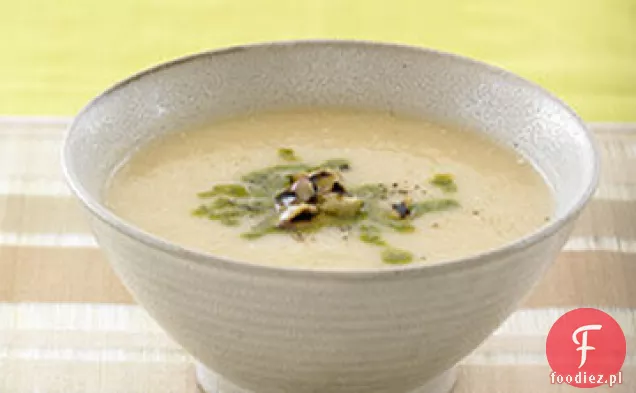 Pieczony Słoń zupa czosnkowa z grillowanym bakłażanem przepis