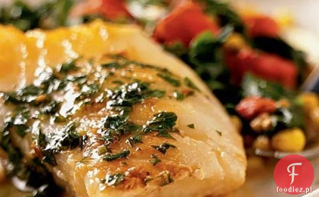 Labraks i konfetti warzywa z sosem cytrynowo-maślanym