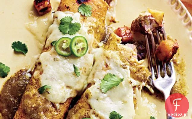Wieprzowina i babka Enchiladas z Puree z Czarnej Fasoli