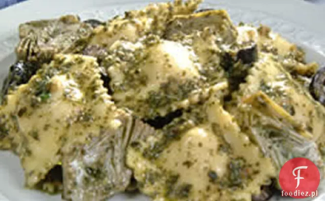 Cztery serowe Ravioli z karczochami, oliwkami i Pesto