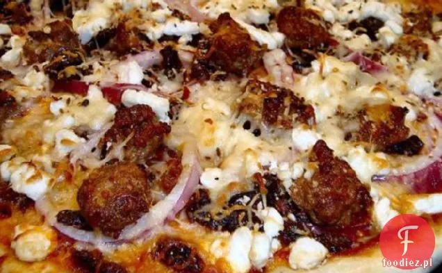 Auberge Chorizo, kozi ser i cebula Pizza-cienka skórka