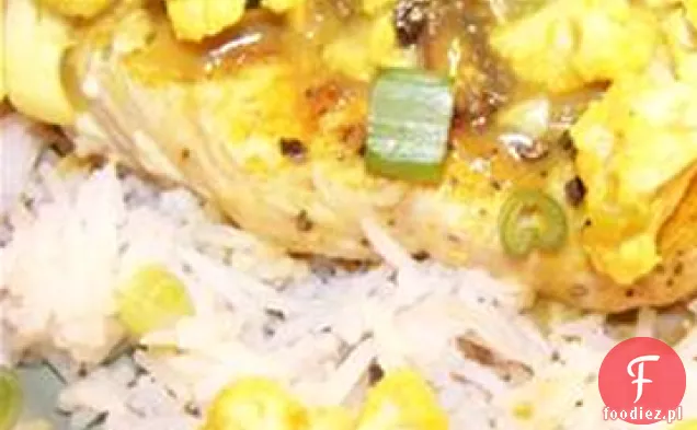 Kotlet schabowy curry i kalafior z ryżem Basmati