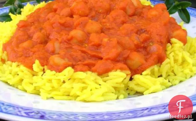 Curry z ciecierzycy (po Indyjsku) na ryżu Basmati