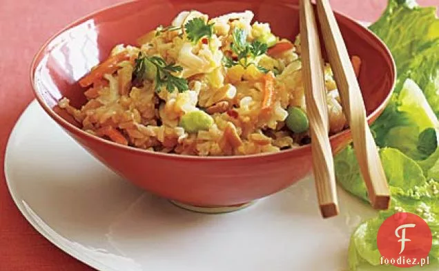 Smażony brązowy ryż z Edamame