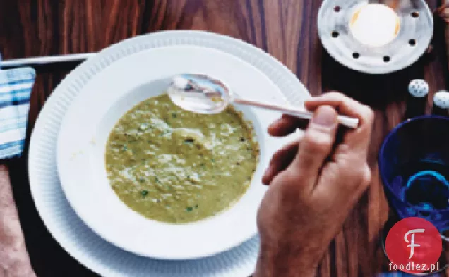 Zupa szparagowa pieczona z ziołami wiosennymi Gremolata