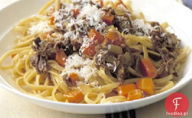 Linguine z wołowiną i cebulą
