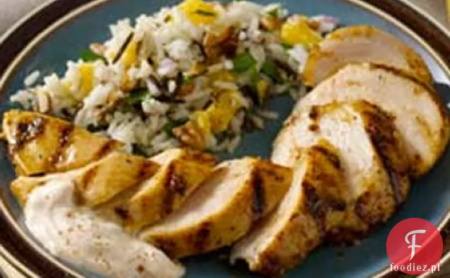 Grillowane przyprawy potarte piersi z kurczaka z sosem BBQ Alabama