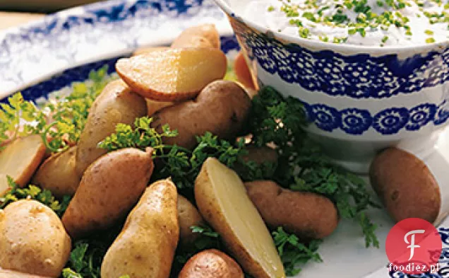 Fingerling ziemniaki i Fondue z kozim serem