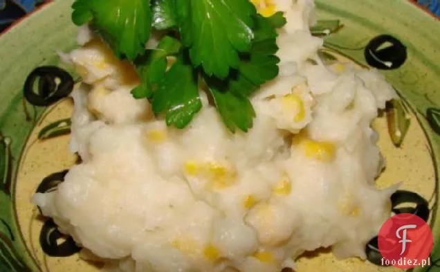 Kukurydza i wędzona Mozzarella puree ziemniaczane