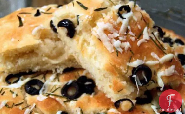 Chleb Focaccia Herbed Z Czarną Oliwą I Świeżym Rozmarynem
