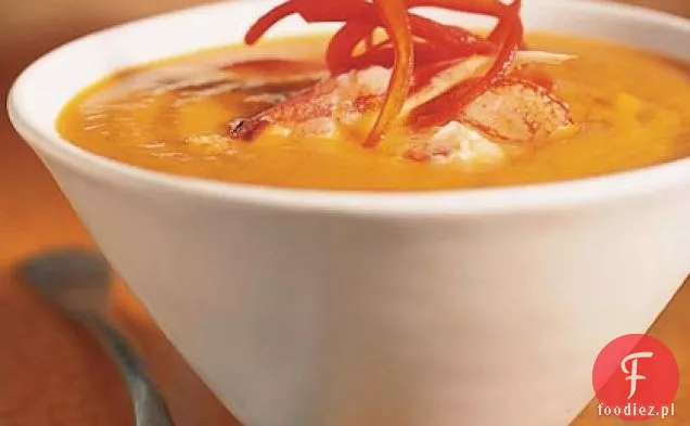 Curry zupa z dyni z krabem