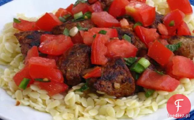 Spiced Beef Kabobs W / Tomato Mint Salad