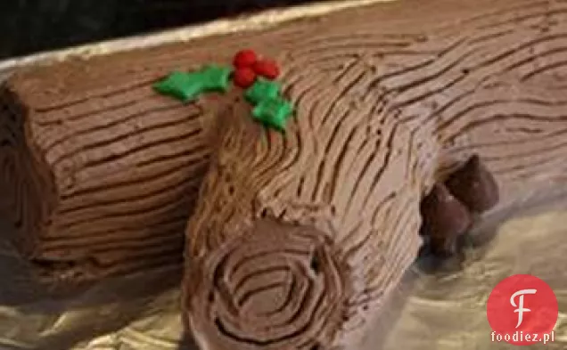 No-Bake Chocolate Yule Log with Chocolate Mushrooms