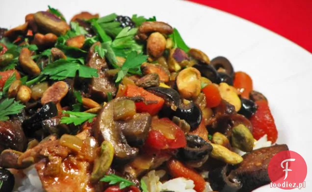 Tagine z kurczaka z figami, oliwkami i pistacjami