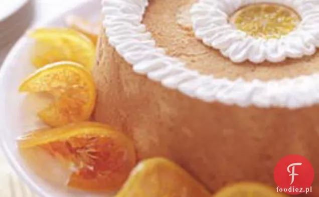 Brązowy cukier Angel Food Cake z kandyzowanymi plastrami cytrusów