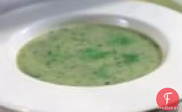 Schłodzona zupa ziemniaczano-porowa z koprem włoskim i rukolą (vichyssoise)
