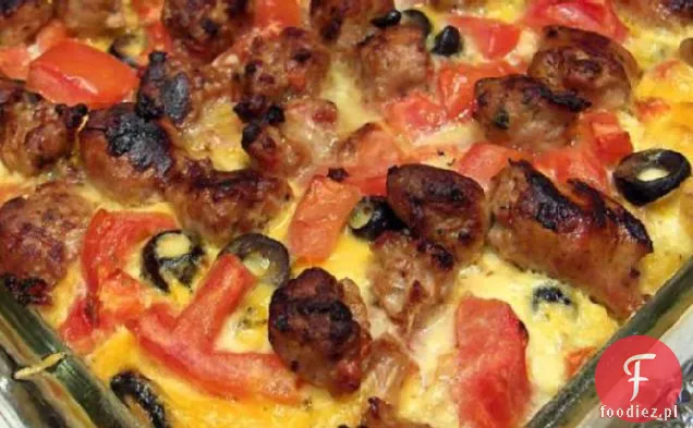 Pieczona kiełbasa i jajka
