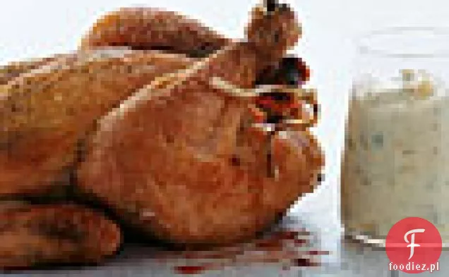 Kury kornwalijskie z pieczonym czosnkiem Aïoli