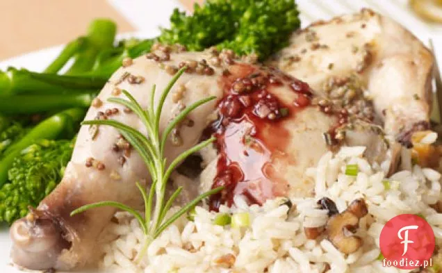 Kury kornwalijskie o zapachu rozmarynu Z Redukcją czerwonego wina