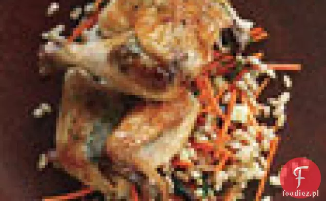 Pieczone kury kornwalijskie z masłem czarno-oliwkowym