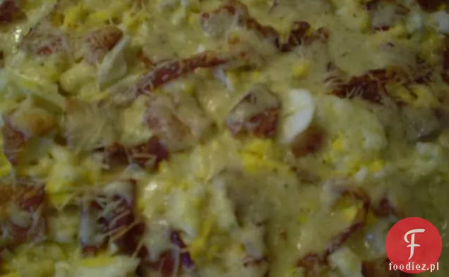 Lasagne z boczkiem i jajkiem
