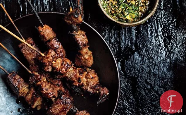 Szaszłyki stekowe z sosem Scallion Dipping