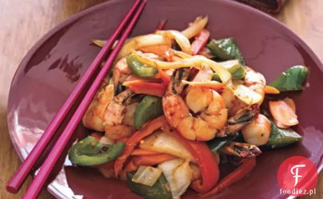 Pikantne krewetki i warzywa Stir-Fry