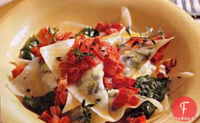 Kozi ser-rukola Ravioli z masłem pomidorowo-Pancetta