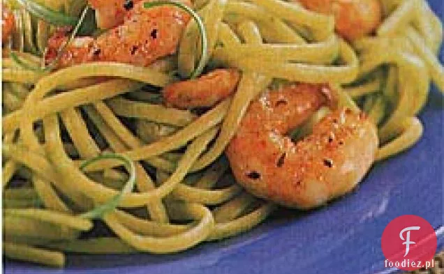 Linguine z sosem Scallion i smażonymi krewetkami