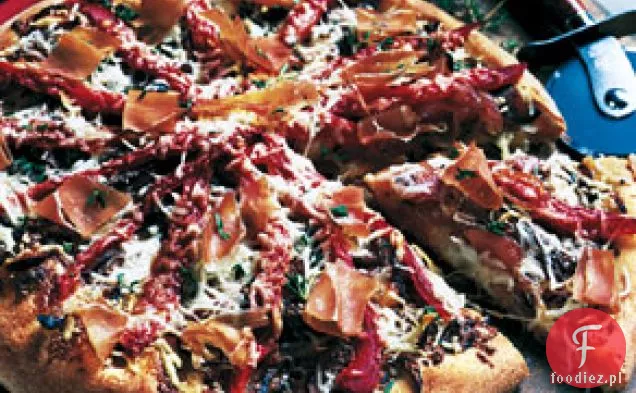 Mozzarella i Pizza Prosciutto z cebulą balsamiczną