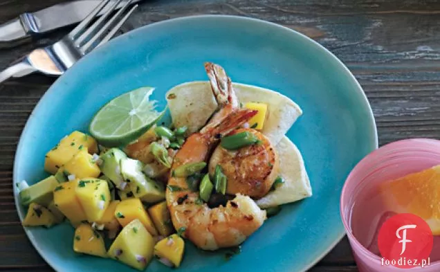 Meksykańskie Owoce morza Sauté z awokado-Salsa Mango