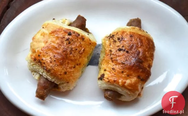 Kiełbasa śniadaniowa, pieczarki i Roladki Cheddar