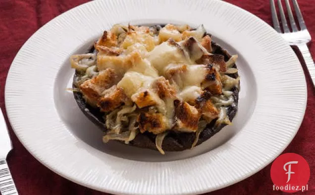 Portobello Pieczarki faszerowane francuską zupą cebulową