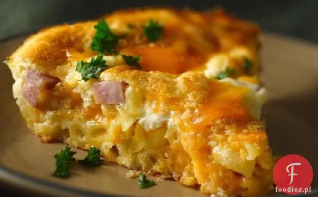 Makaron z serem ciasto z szynką