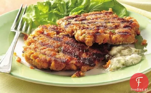 Tartar-Topped Grillowane Hamburgery Z Łososia