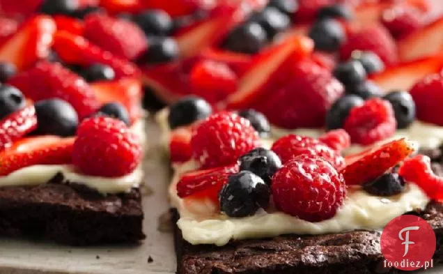 Bezglutenowe Brownie i jagody deser Pizza