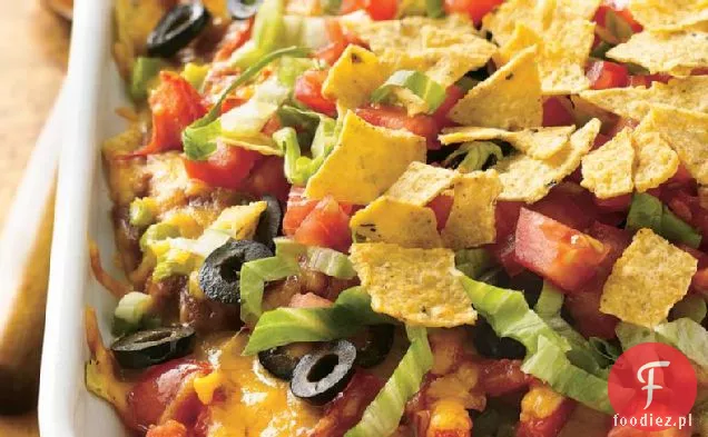 Zapiekanka taco z wołowiną i fasolą