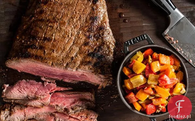Balsamiczny-marynowany Grillowany stek z papryką