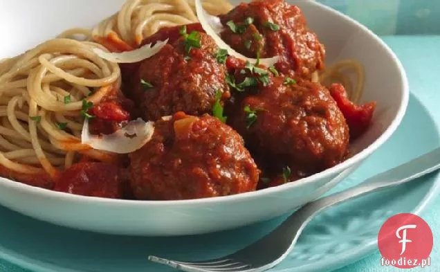 Pikantne Parmezanowe klopsiki z anielskim makaronem