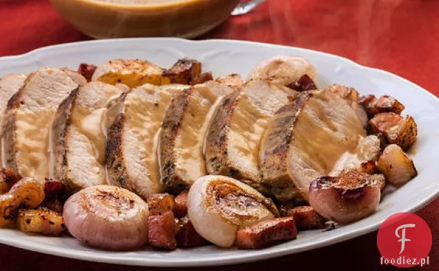 Schab pieczony z sosem śmietanowym Calvados