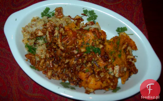 Kukurydziany dorsz z orzechami pekan i kokosem