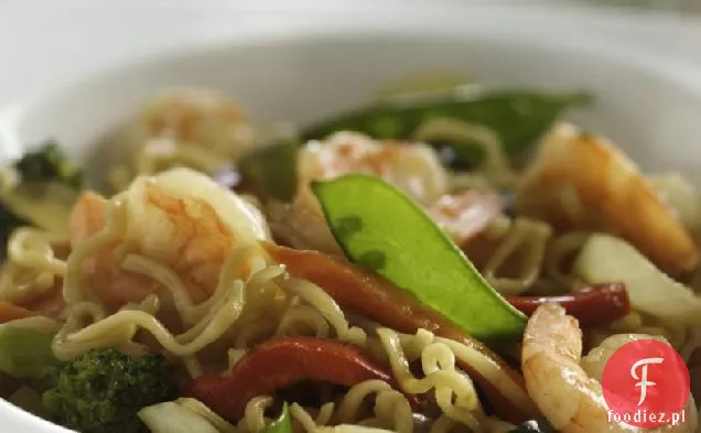 Ramen krewetki i warzywa