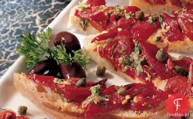 Pieczona Czerwona Papryka Bruschetta