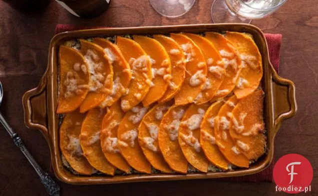 Wegetariańska dynia piżmowa i szwajcarska Chard Polenta Lasagna